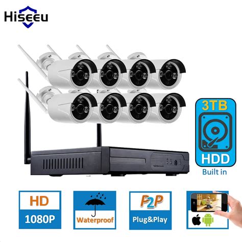 2MP 1080P CCTV System 8ch HD Wireless NVR Kit 3TB HDD Outdoor IR Night