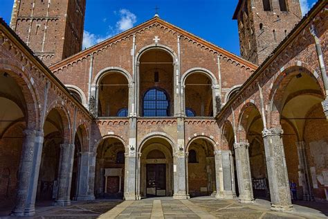 HD wallpaper: basilica of st, ambrogio, sant ambrogio, milan, italy ...