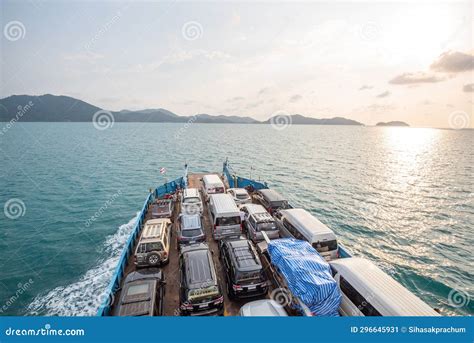 View Of Cars And Passenger Ferry Boat At Koh Chang Island In Trat