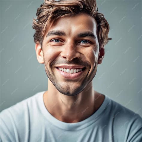 Premium Ai Image Portrait Of Handsome Smiling Man Wearing A Tshirt