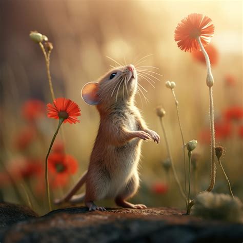 Premium Ai Image Illustration Of A Field Mouse Standing On His Hind