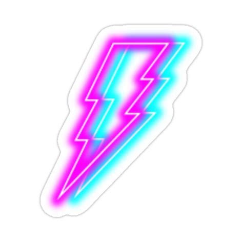 Neon Lightning Bolt Sticker For Sale By Pmoro Neon Lightning Bolt