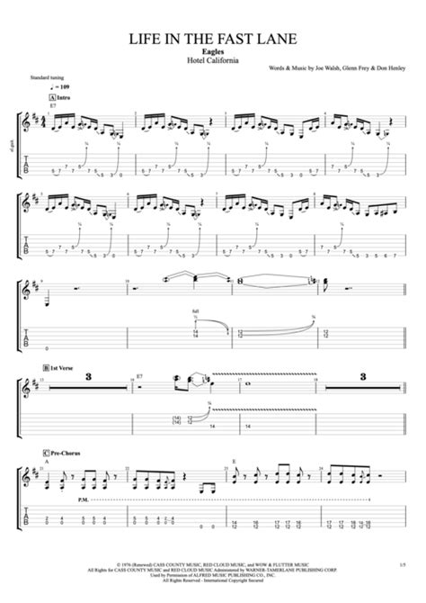 Life in the Fast Lane by The Eagles - Full Score Guitar Pro Tab ...