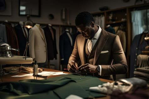 Premium AI Image Male Mature Tailor Works On Elegant Business Or