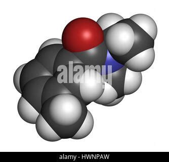 DEET, chemical formula and structure. Diethyltoluamide, most common ...