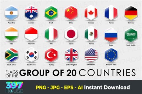 Flags of the G20 Countries Graphic by 397HOUSE · Creative Fabrica