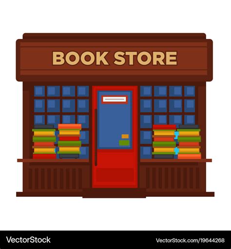 Bookstore Or Bookshop Booth Facade Building Vector Image