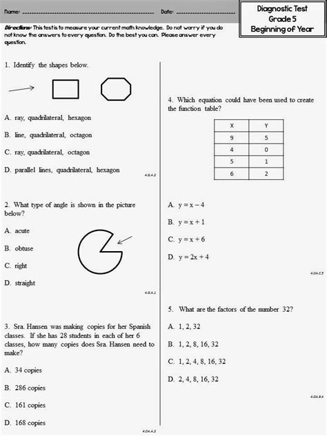 Free 5th Grade Test Questions