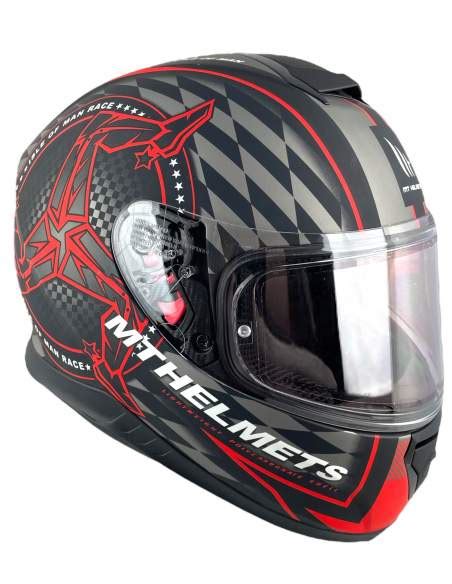 Casco Mt Thunder Isle Of Man B Rojo De Exposicion