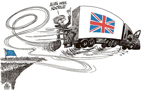 Oliver Schopf politische Karikatur Brexit Theresa May lässt sich von