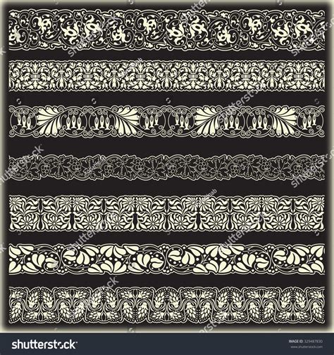 Vintage Border Set Design Stock Vector (Royalty Free) 329487830 ...