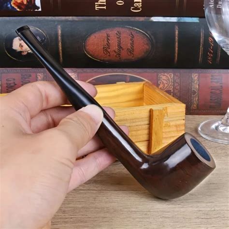 HANDMADE RETRO EBONY Wood Tobacco Pipe Wooden 9mm Filter Smoking Pipes