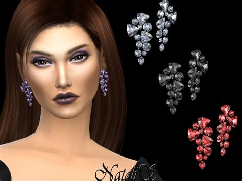 The Sims Resource Natalis Mixed Shape Crystals Drop Earrings