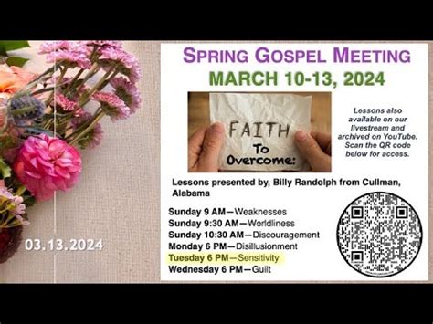 Spring Gospel Meeting Faith To Overcome Sensitivity Billy