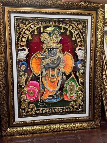 Wooden Shri Banke Bihari Tanjore Painting Size A Standard Size 20x30