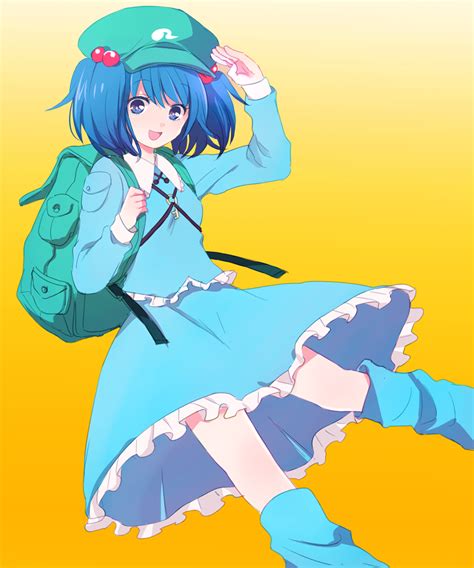 Safebooru 50yen D Backpack Bad Id Bag Blue Eyes Blue Hair Boots Hair