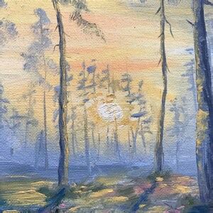 Forest Landscape Pine Forest Painting Sunrise Artwork Original - Etsy