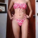 Zaful Multiway Ditsy Print Cinched String Bikini Swimwear In Red
