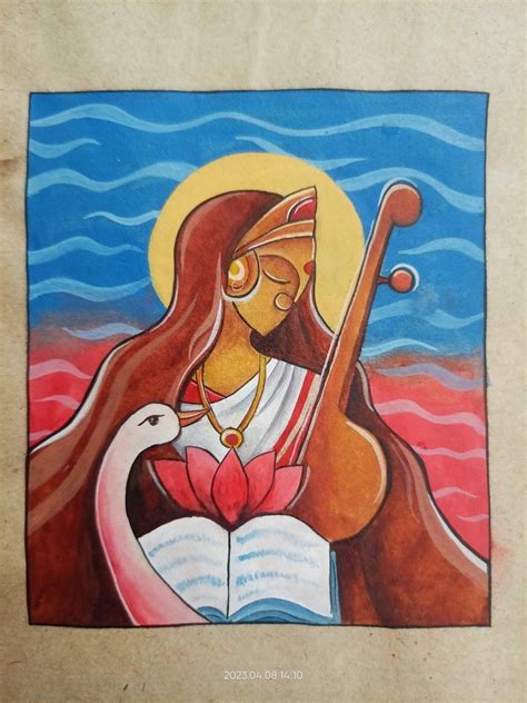 Saraswati Mata | Mini canvas art, Hand painting art, Canvas art painting abstract