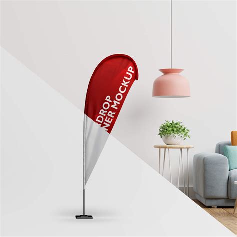 Free Teardrop Banner Mockup PSD Template - Mockup Den