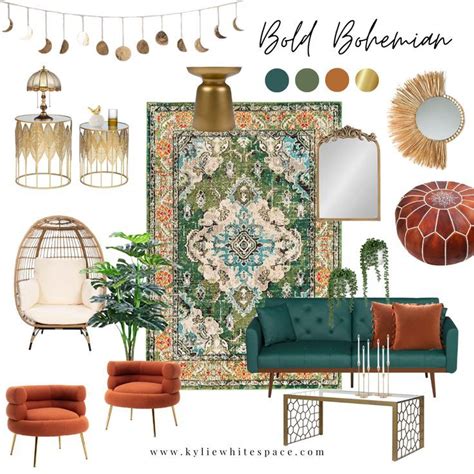 Bold Bohemian Interior Design Mood Board By KylieWhiteSpace Eclectic