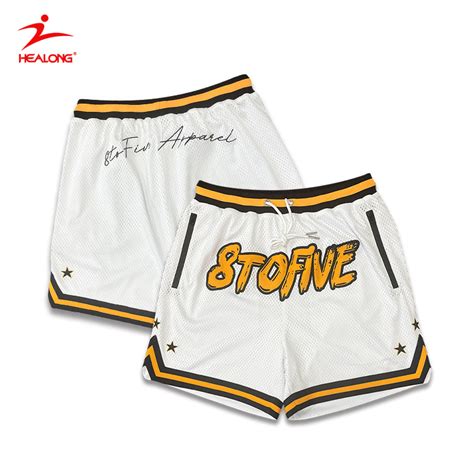 Men′s Embroidered Basketball Shorts Custom Sublimated Mesh Basketball Shorts China Basketball