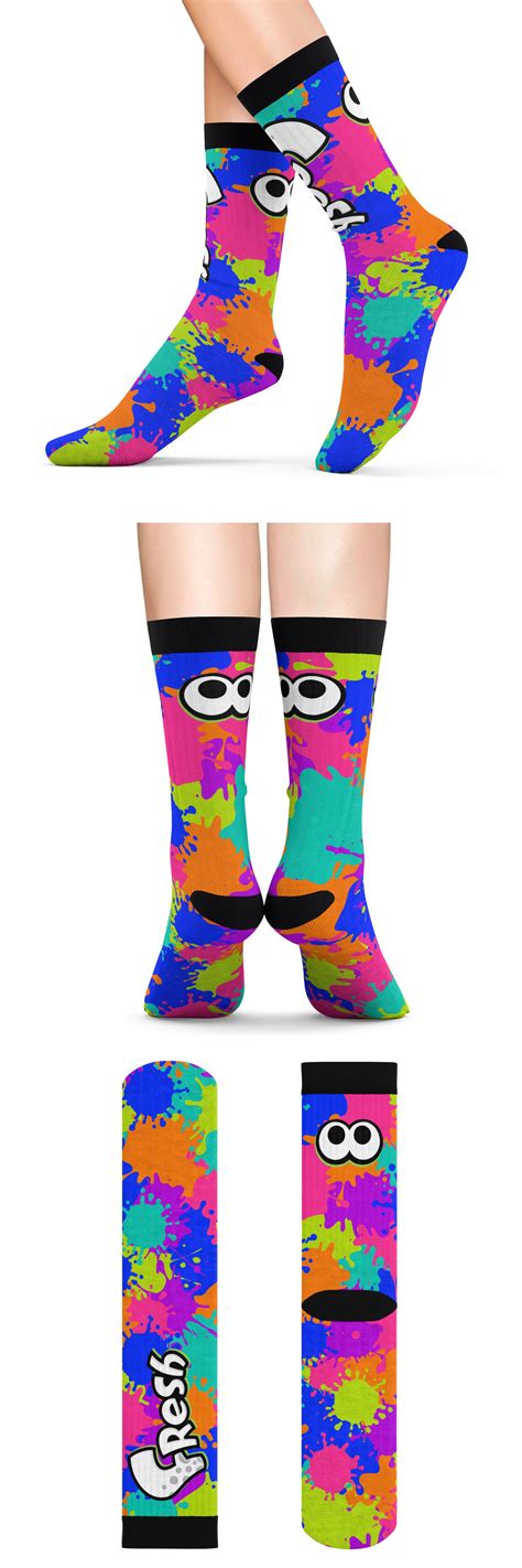 Splatoon Fresh Ink Splatter Cushion Socks Splatoon Socks Ink Splatter