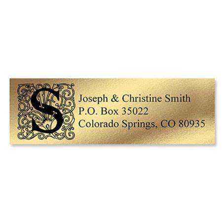 Monogram Gold Foil Address Labels Colorful Images