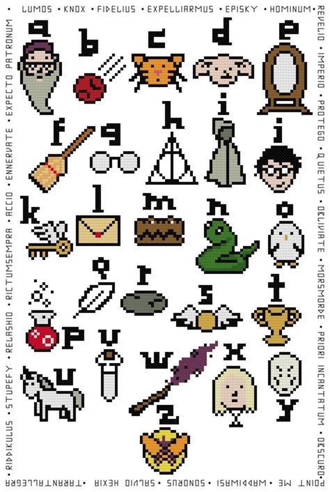 Harry Potter Alphabet Cross Stitch Pattern Pdf Instant Etsy In 2021