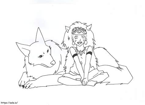 Happy Princess Mononoke Coloring Page