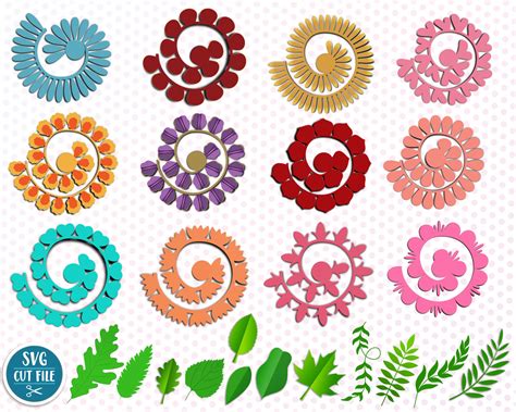 Paper Flower Svg Rolled Flower Svg Template Paper Flower Etsy Uk