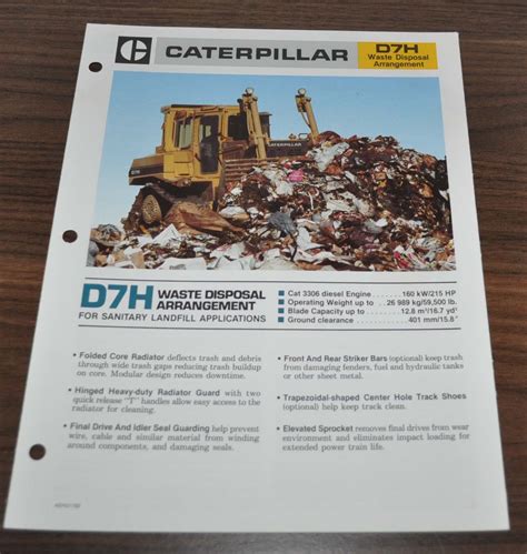 Caterpillar D7H Waste Disposal Dozer Tractor Specification Brochure