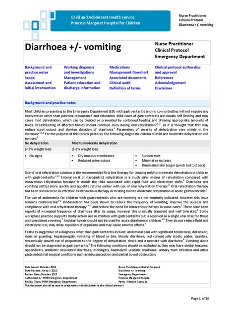 Cahsdiarrhoeavomitingpdf Diarrhea Dehydration