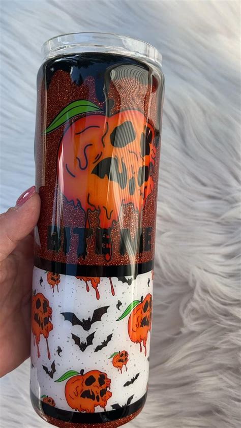 Glitter Tumbler Halloween Tumbler 3d Drip Orange And Black Spooky Cup Crafts Glitter