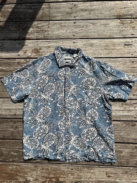 Vintage Batik Bay Silk Button Up Hawaiian Shirt Xl Gem