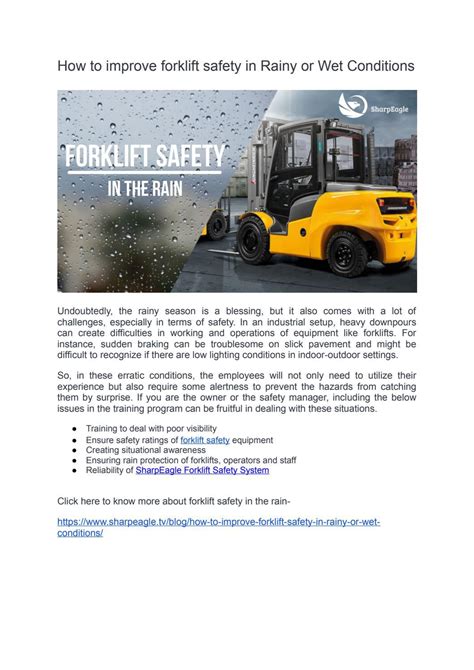 How To Improve Forklift Safety In Rainy Or Wet Conditions By