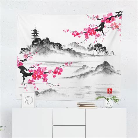 Japanese Tapestry Asian Tapestry Japanese Wall Tapestry Etsy