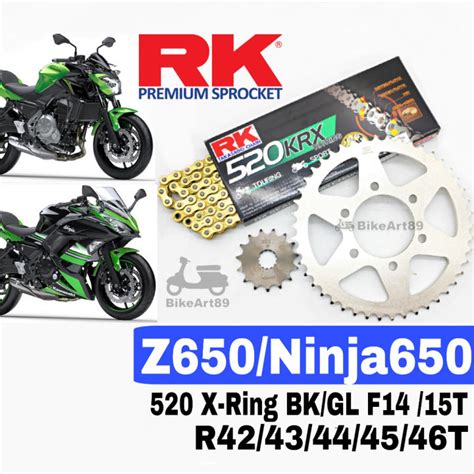 RK Sprocket Set Kawasaki Ninja650 Z650 RK 520 KRX X Ring Black Gold