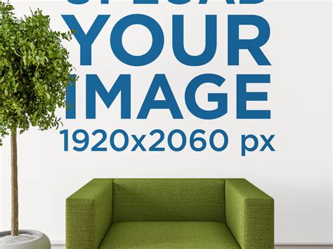 Placeit - Art Wall Mockup Featuring a Modern Fabric Armchair and an ...