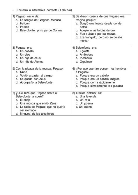 240416373 Prueba Lectura Comprensiva Mitos Y Leyendas