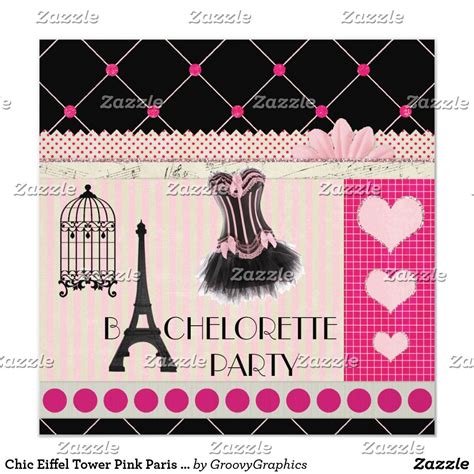 Chic Eiffel Tower Pink Paris Bachelorette Party Invitation Zazzle Bachelorette Party