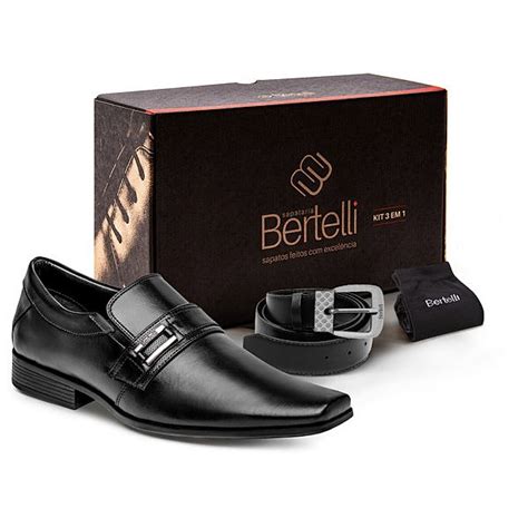 Bertelli Guaxupé - Sapato Bertelli Malbec Kit com Cinto e Meias 70183 Preto - Loja Marina ...