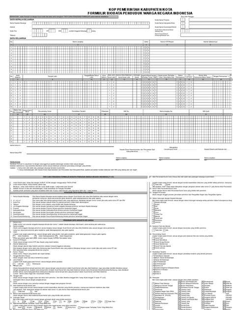 Formulir F101biodata Wni Per Keluarga F1 01 Terbaru