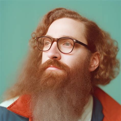 Premium Photo A Man With A Beard And Glasses Is Wearing A Denim Shirt