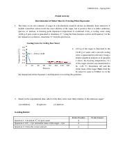 Prelab Activity Determination Of Molar Mass By Freezing Point