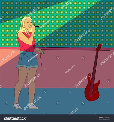 Artist Woman Singer Holding Microphone Vector Stock Vector Royalty