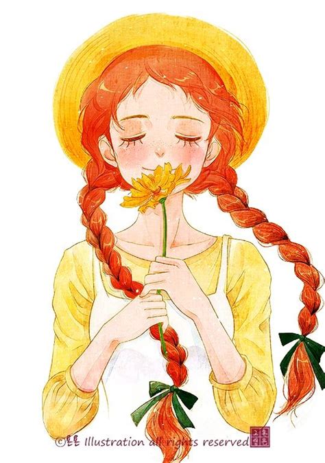 Anime Gilr Anne Green Anne Of Green Gables Art And Illustration Illustrations Girl Cartoon