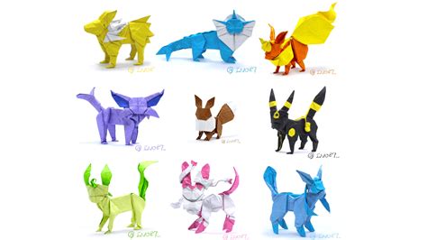 Origami Pokemon Eeveelutions Designed By Ino87 From Uncut Square Paper