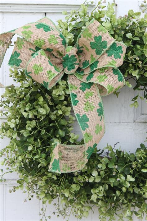 St Patricks Day Wreath Shamrock Front Door Wreath Etsy Irish