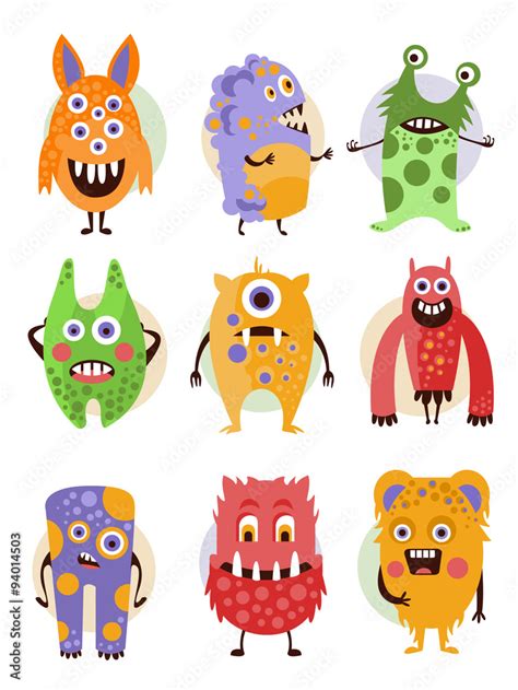 Vetor De Funny Emotional Cartoon Monsters Vector Illustration Set Do